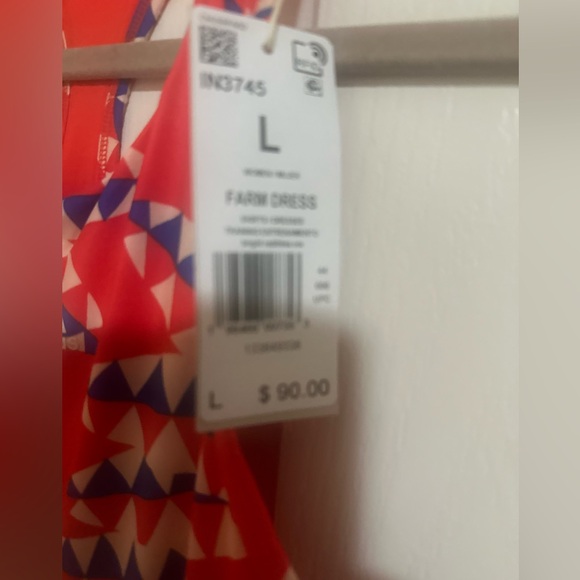 Farm Rio X  Adidas Farm Psychedelic Wave Red Dress. Size Large. - Picture 5 of 8